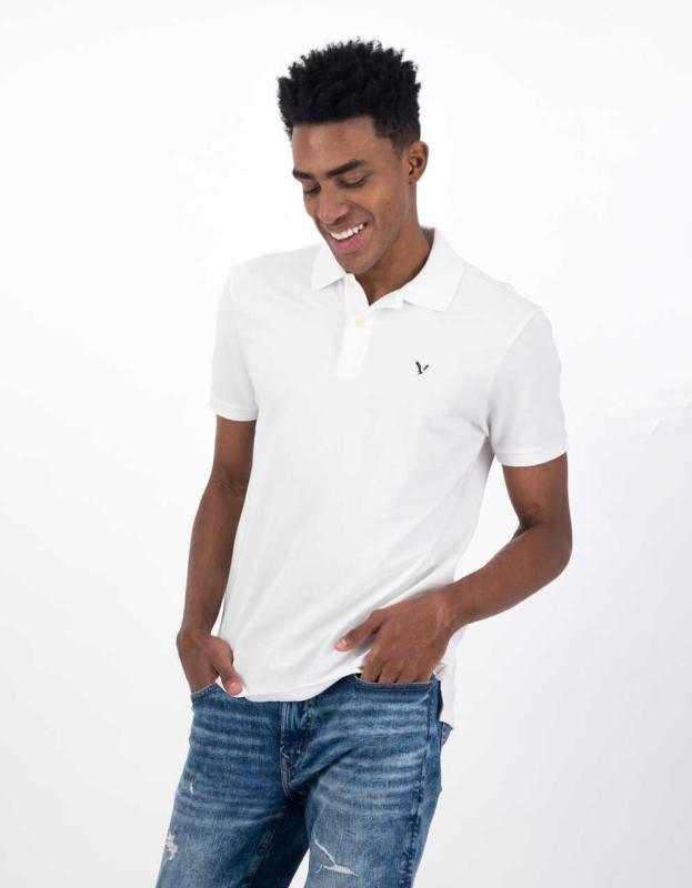 AE Flex Pique Polo Shirt - White, XL 