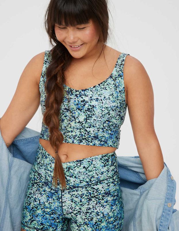 OFFLINE By Aerie Real Me Low Key Longline Sports Bra - Navy, XS 