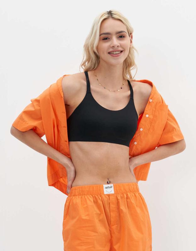 OFFLINE By Aerie Goals Strappy Sports Bra - True Black, XS 