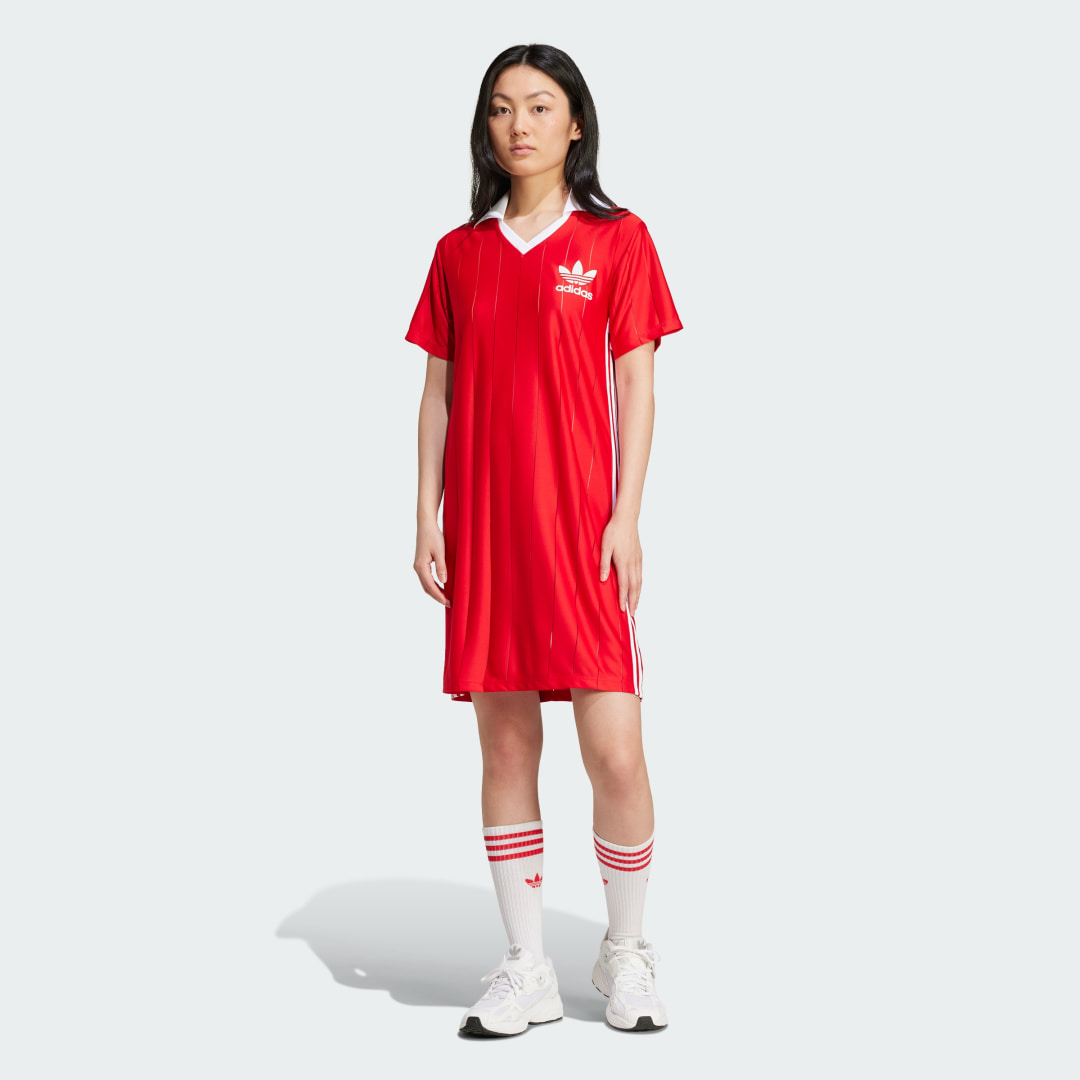 adidas Adicolor 3-Stripes Pinstripe Dress Lifestyle L Women Better Scarlet