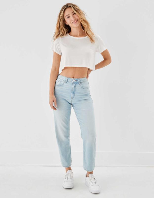 AE Stretch Mom Straight Jean - Authentic Light, 8 