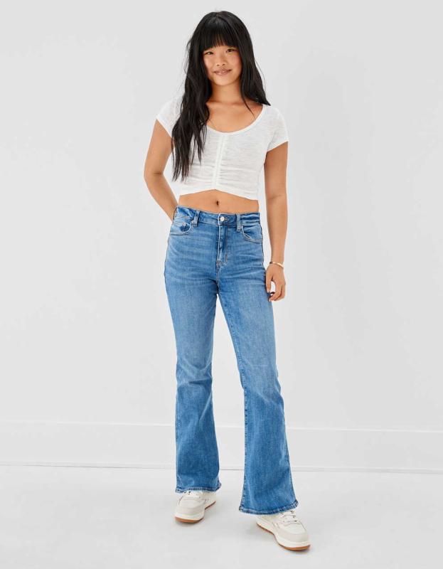 AE Ne(x)t Level Super High-Waisted Flare Jean - Medium Tinted Indigo, 10 