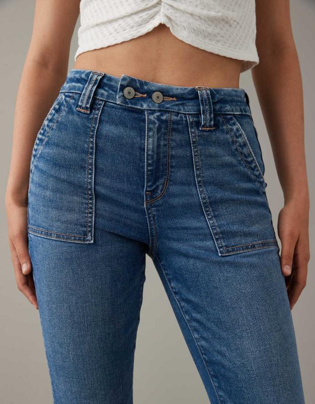 AE Next Level Curvy Super High-Waisted Flare Jean - Medium Vintage, 8 