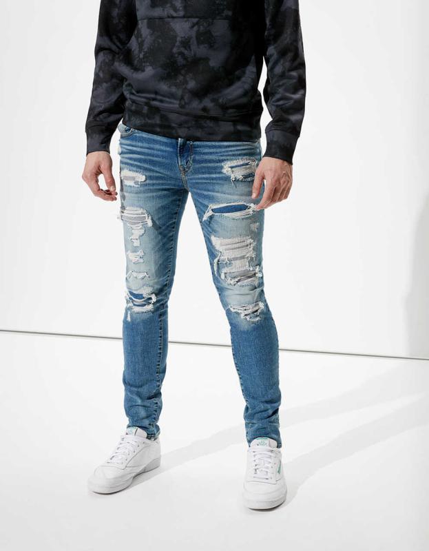 AE AirFlex+ Patched Skinny Jean - Medium Destroy, 29W x 30L 