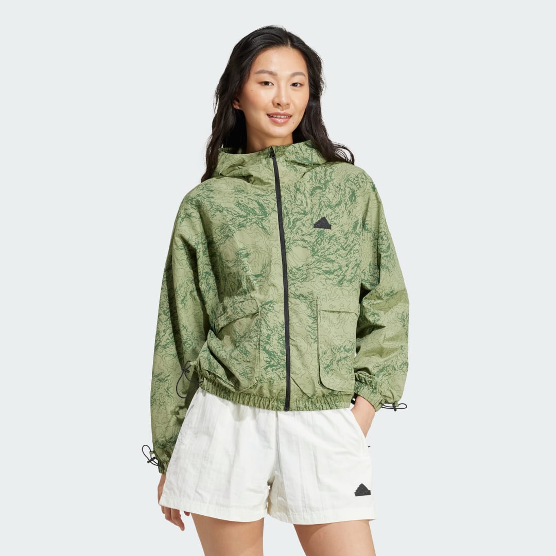 adidas City Escape Woven Windbreaker Lifestyle 2XL Women Tent Green