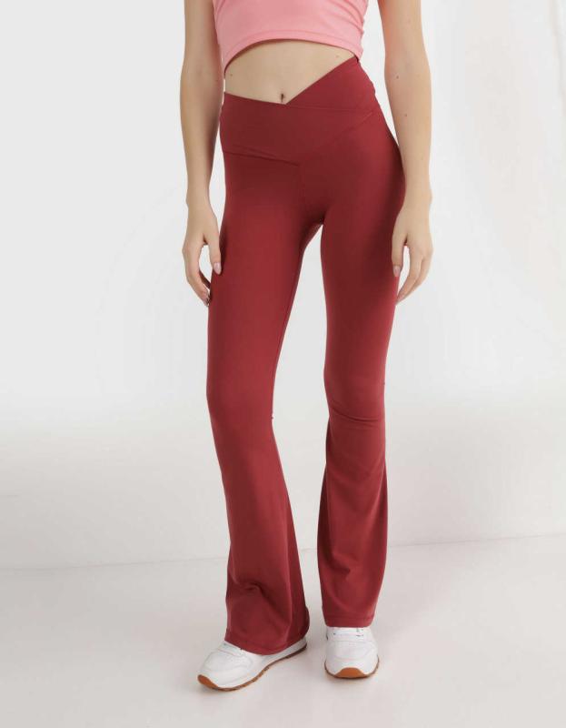 OFFLINE By Aerie Real Me High Waisted Crossover Flare Legging - Rustic Red, M 