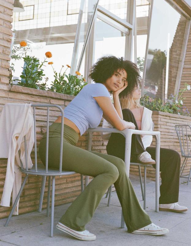 OFFLINE By Aerie Real Me Xtra Foldover Bootcut Legging - Olive Fun, S 