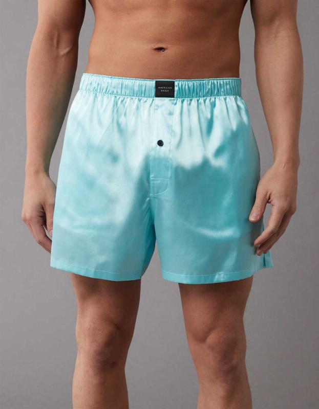 AEO Men's Solid Satin Pocket Boxer Short - Crystal, XS 
