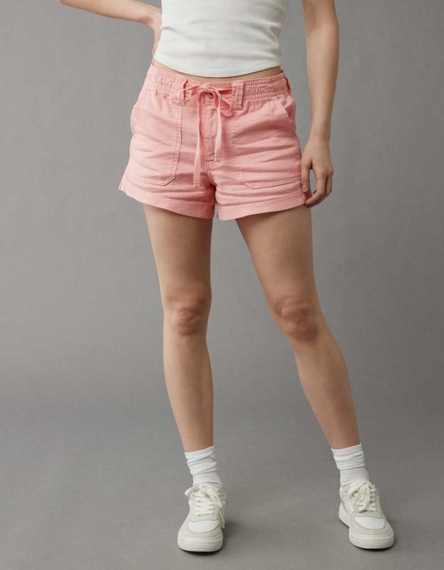 AE Dreamy Drape Linen-Blend Carpenter Short - Peach, 4 