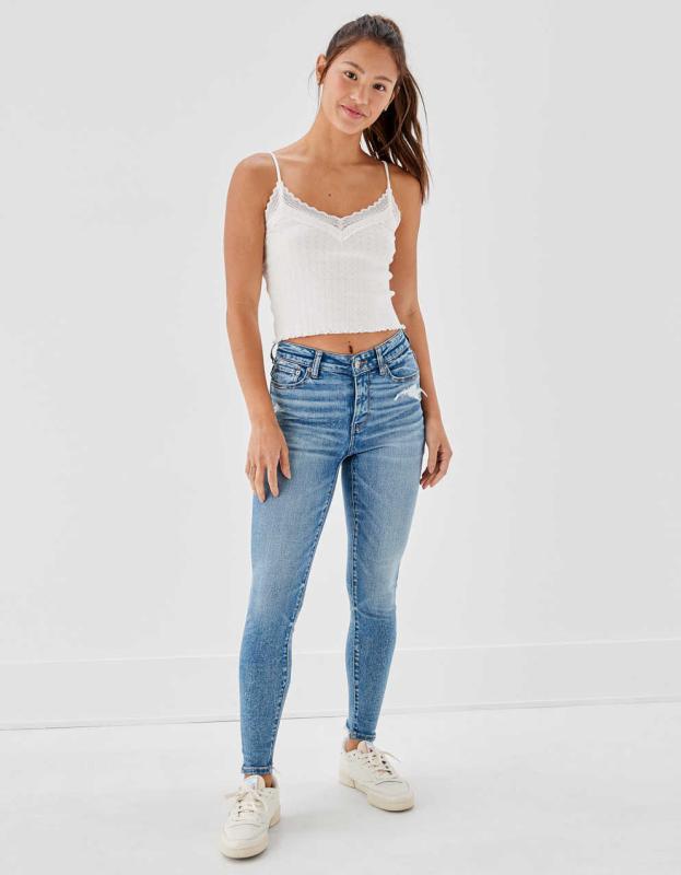 AE Ne(x)t Level Ripped High V-Rise Jegging - Easy Breezy Blue, 4 