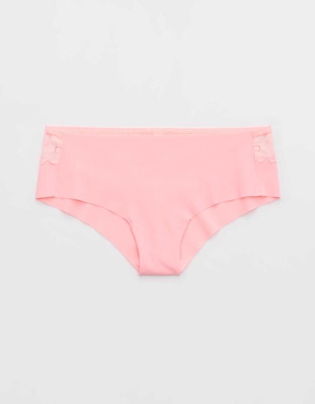 SMOOTHEZ No Show Lace Cheeky Underwear - Shell Pink, XS 