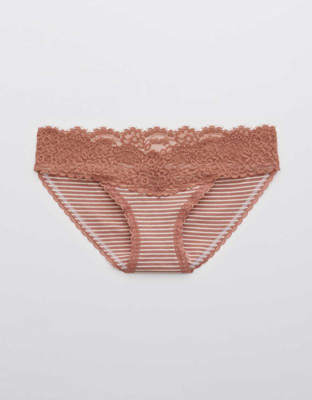 Aerie Cotton Eyelash Lace Printed Bikini Underwear - Meadow Bound, M 