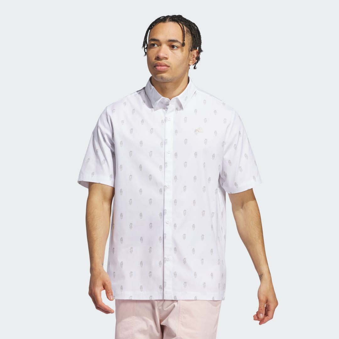 adidas Go-to Resort Button Down Polo Shirt Golf XS,S,M,L,XL,2XL,3XL,4XL,A/2XS,A/XS,A/S,A/M,A/L,A/XL,A/2XL,A/3XL,A/4XL Men White