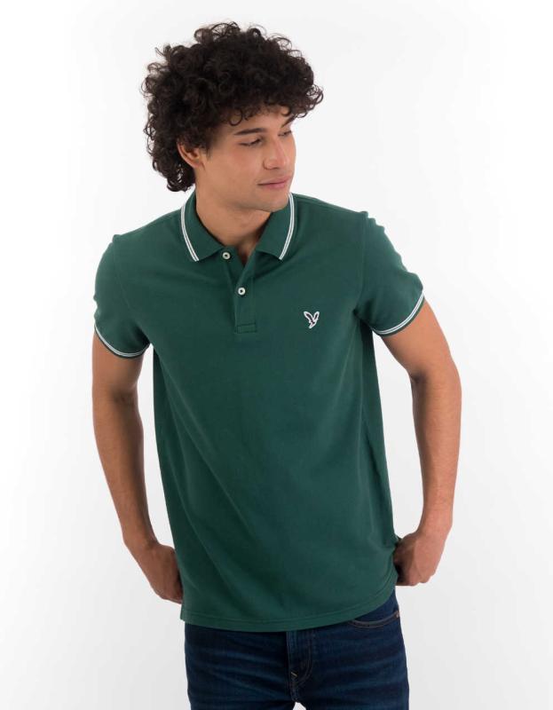 AE Slim Fit Tipped Flex Pique Polo Shirt - Green, XL 