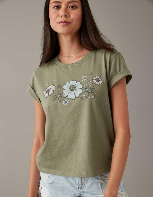 AE Graphic Logo Tee - Olive, XS 