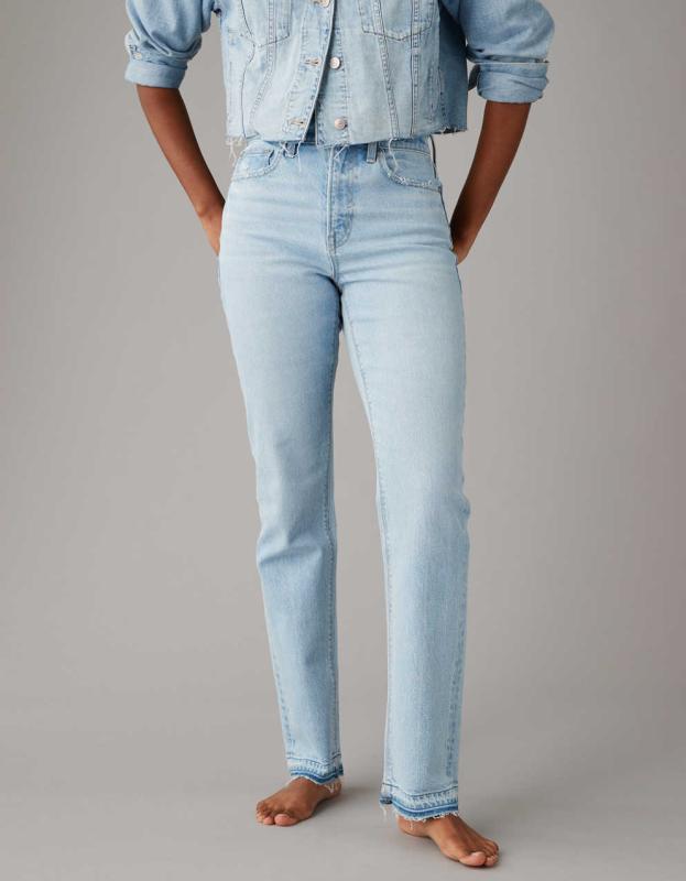 AE Stretch Super High-Waisted Straight Jean - Lakeside, 12 
