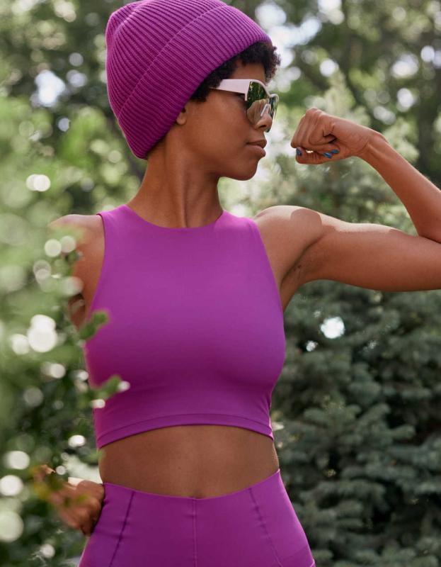 OFFLINE By Aerie Real Me Xtra High Neck Sports Bra - Purple, S 