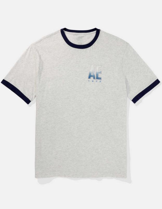 AE Elevated Logo Graphic T-Shirt - Heather Frost, S 