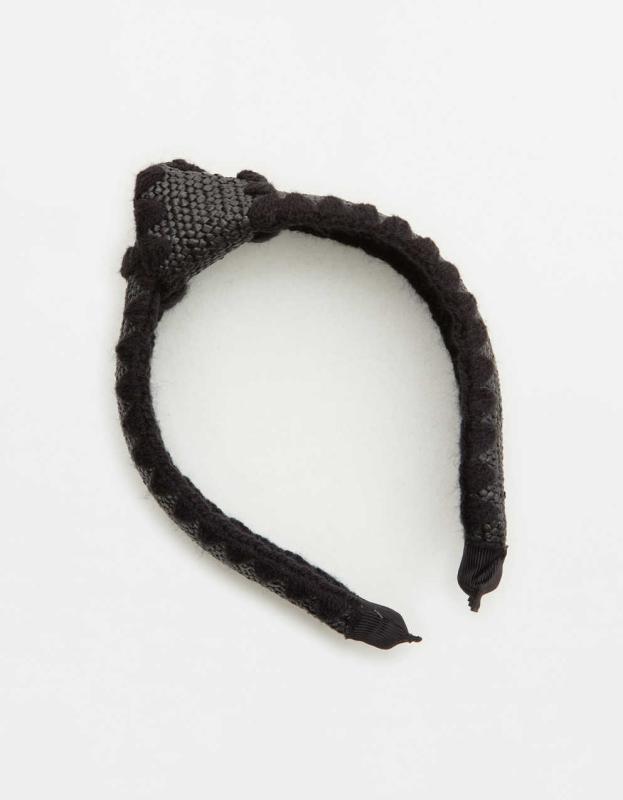 Aerie Shell Stitch Headband - Black, One Size 