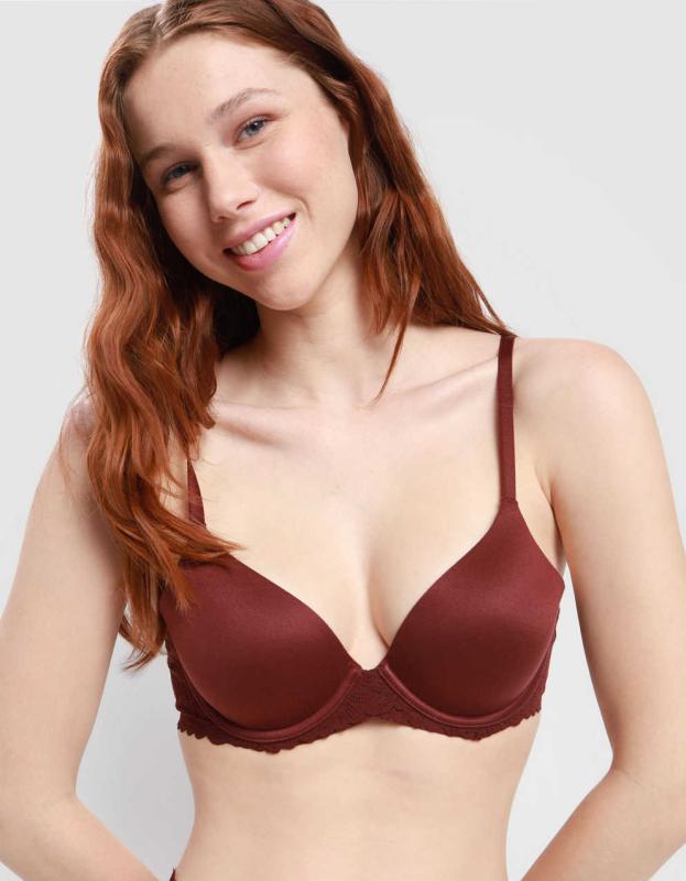 Sunnie Full Coverage Lightly Lined Blossom Lace Trim Bra - Royal Berry, 32D 