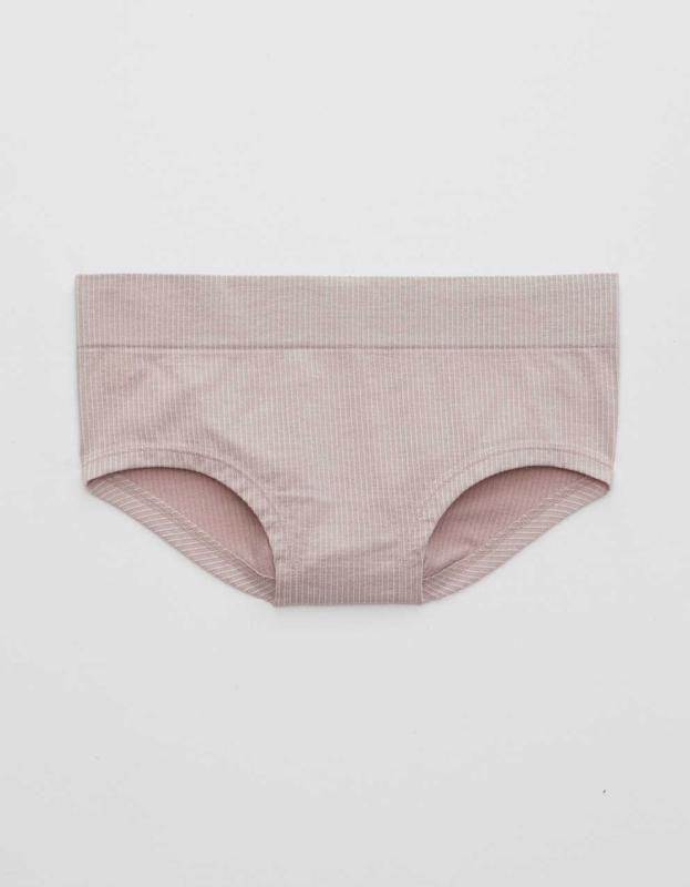 Aerie Ribbed Seamless Boybrief Underwear - Pebble, XS 