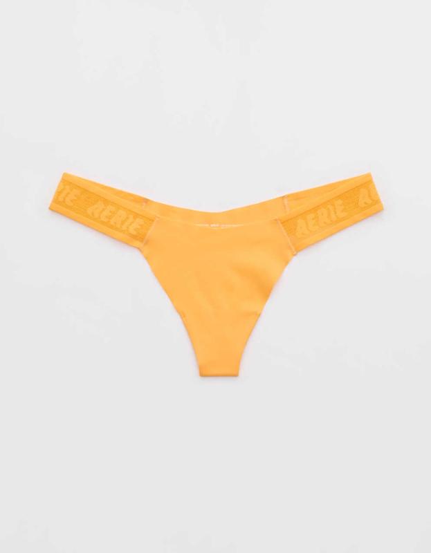 SMOOTHEZ No Show Logo Thong Underwear - Petal Orange, M 