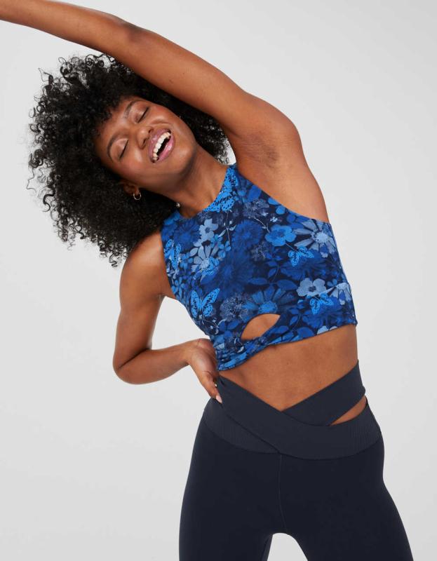 OFFLINE By Aerie Real Me Xtra Twist Crop Tank Top - Blue Lion, S 