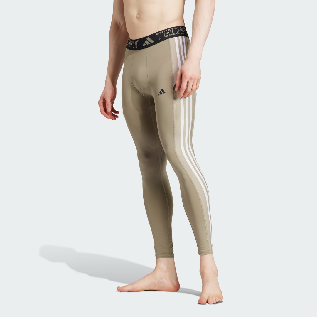 adidas Techfit 3-Stripes Training Long Tights Training S Men Silver Pebble