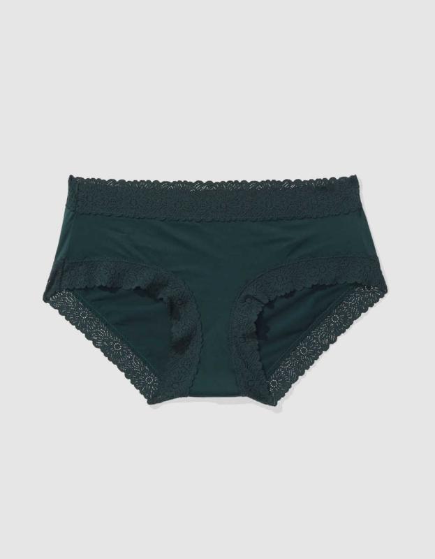 Sunnie Blossom Lace Boybrief Underwear - Deep Forest Green, M 