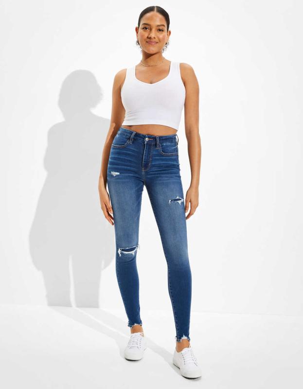 AE Forever Soft Patched Super High-Waisted Jegging - Emotional Blue, 6 
