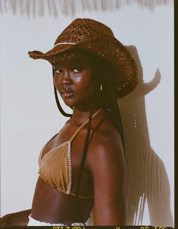 Aerie Shine Pique String Triangle Bikini Top - Cedar Expedition, L 