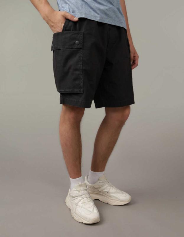 AE Flex Linen-Blend Cargo Short - Black Wash, XS 
