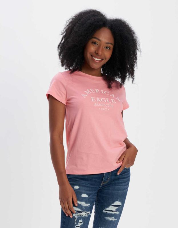 AE Classic Graphic Tee - Coral, XXS 