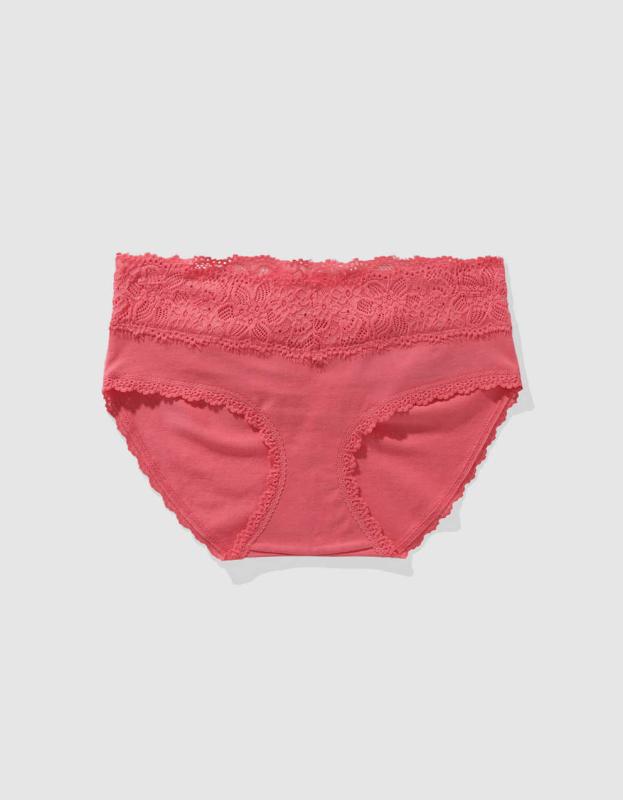 Superchill Cotton Eyelash Lace Boybrief Underwear - Haute Coral, S 