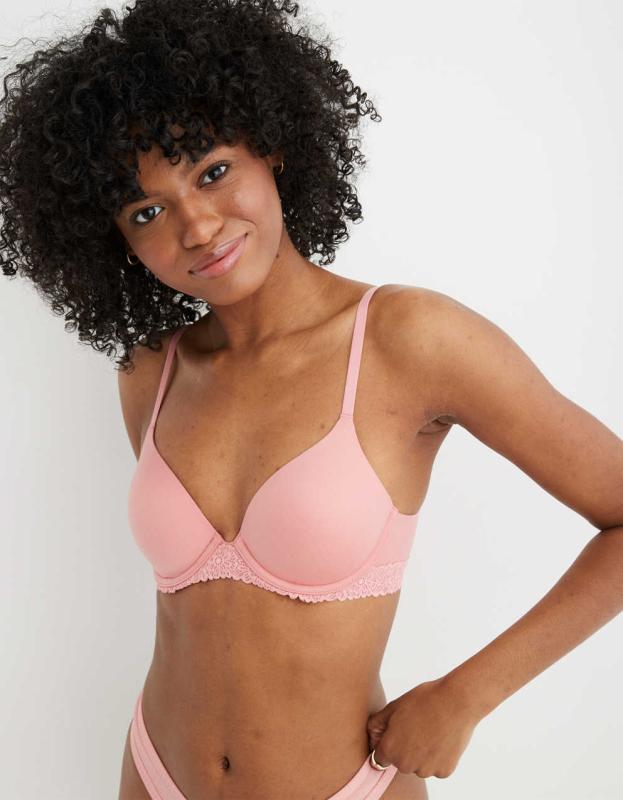 Aerie Real Sunnie Full Coverage Lightly Lined Blossom Lace Bra - Glossy Rose, 70C 