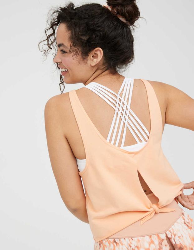 OFFLINE Tie Back Tank Top - Apricot Wash, L 