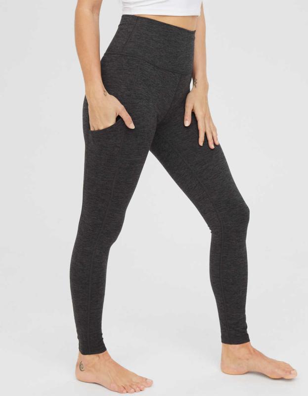 OFFLINE By Aerie The Hugger High Waisted Pocket Legging - Charcoal Heather, M 