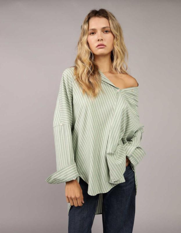 AE Go Big Oversized Shirt - Green, M 