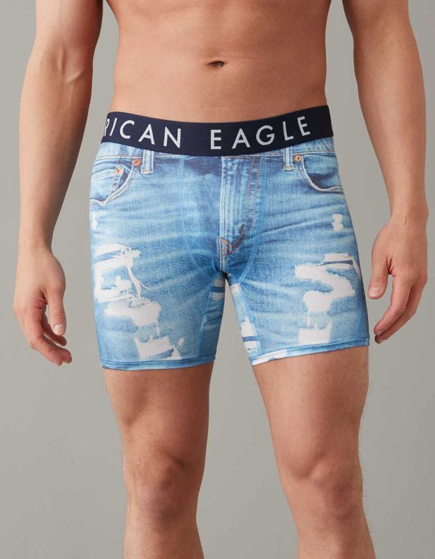 AEO Denim Print 6" Flex Boxer Brief - Light Blue, S 