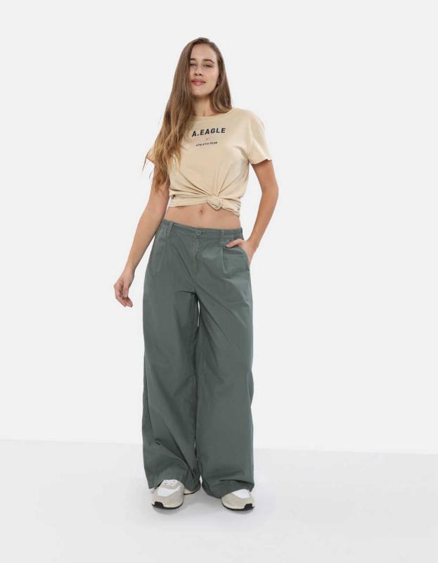 Aerie High Waisted Super Baggy Satin Pant - Royal Palm, XS 