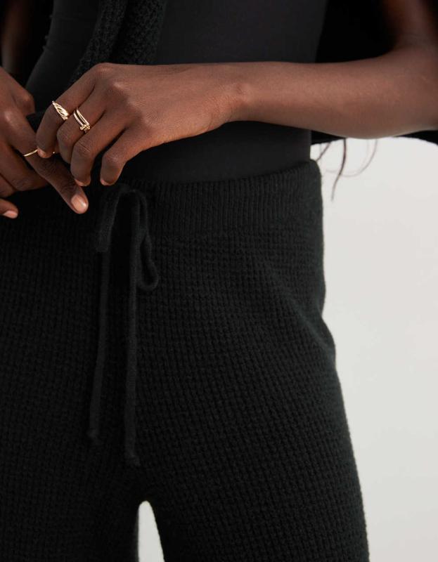 Aerie CozyUp Waffle Skater Pant - True Black, S 