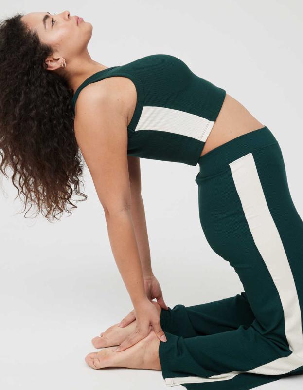 OFFLINE By Aerie Thumbs Up Heavyweight Ribbed Tank Top - Deep Forest Green, XXS 