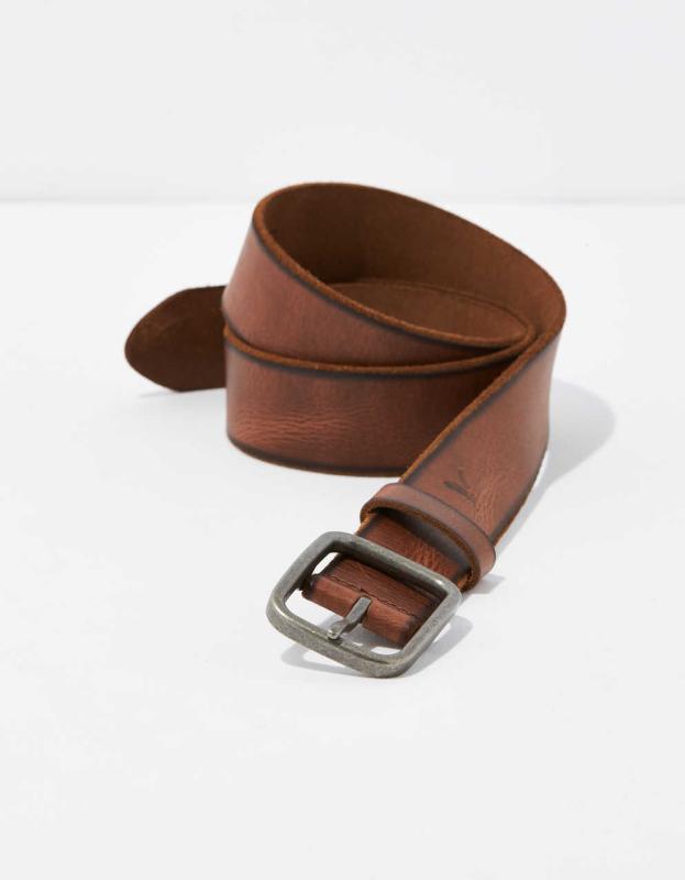 AEO Raw Edge Leather Belt - Brown, 28 