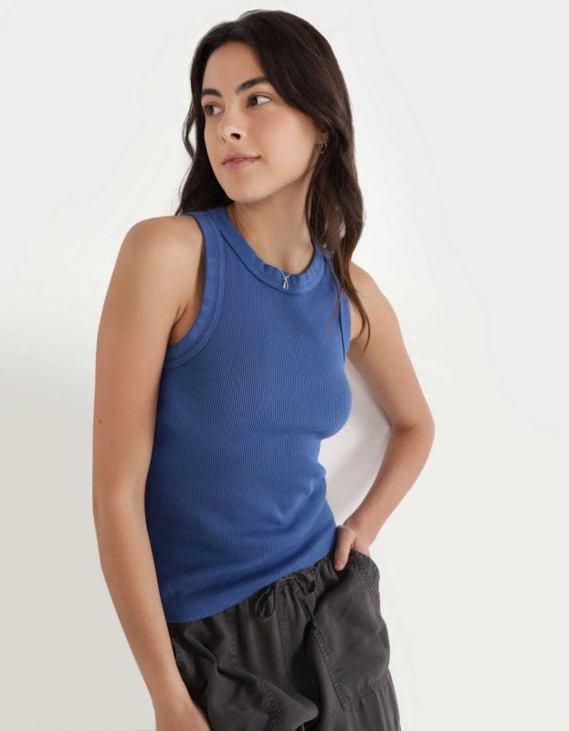 Aerie High Neck Tank Top - Anniversary Blue, L 