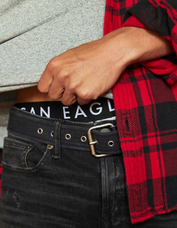 AEO Raw Edge Leather Belt - Black, 30 