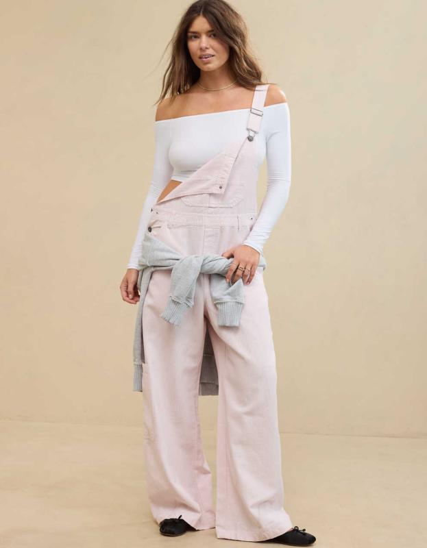 Aerie Boy-Ish Overalls - Lively Lilac, M 
