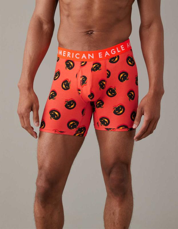 AEO Jack-O-Lanterns 6" Classic Boxer Brief - Orange, M 