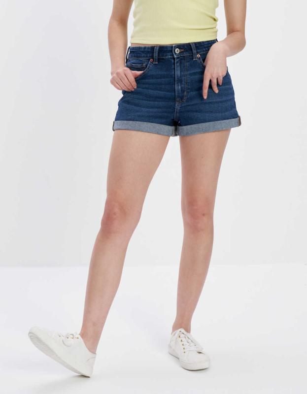 AE Stretch Denim Mom Short - Medium Vintage Wash, 10 