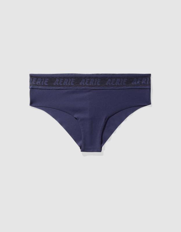 SMOOTHEZ No Show Logo Cheeky Underwear - Navy, XS 