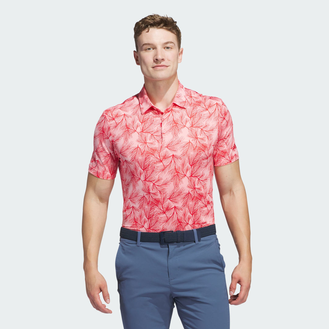 adidas Ultimate365 Mesh Print Polo Shirt Golf S Men Semi Pink Spark / Better Scarlet